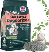 Sprinkle & Sweep litter deodorizer bag open showing plant-based freshness for litter boxes.