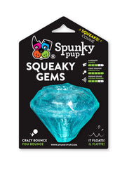 Spunky Pup Diamond Squeaker toy in diamond shape for playful chasing and bouncing.