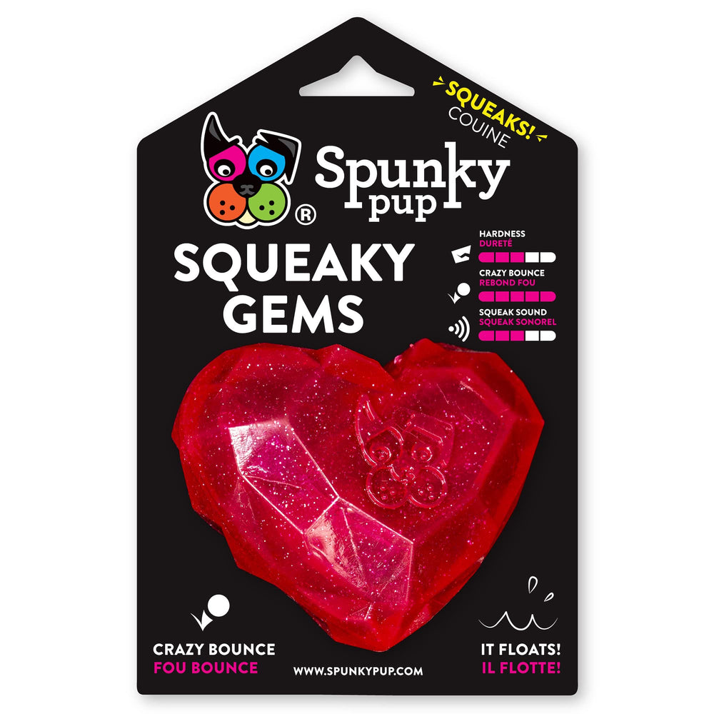Spunky Pup Squeaky Gems Heart toy with squeaker sparks interactive fetch.