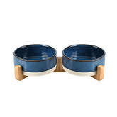SPUNKYJUNKY ceramic bowl pattern blue, front view, 1.7-cup capacity for small pets