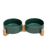 SPUNKYJUNKY ceramic-bowl-wood-stand-green for spill-free dining