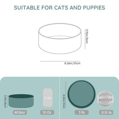 SPUNKYJUNKY light-green ceramic bowl color enhances home decor while feeding pets.