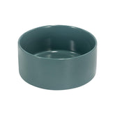 SPUNKYJUNKY ceramic dog bowl light green closeup demonstrates anti-tip stability during meals.