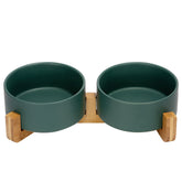 SPUNKYJUNKY ceramic dog-cat bowl front view elevates feeding posture.