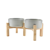 SPUNKYJUNKY elevated bowls ceramic-grey tabletop view highlighting modern design and lead-free glaze
