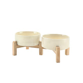 SPUNKYJUNKY elevated ceramic bowls with 5.1-inch size help keep meals tidy.
