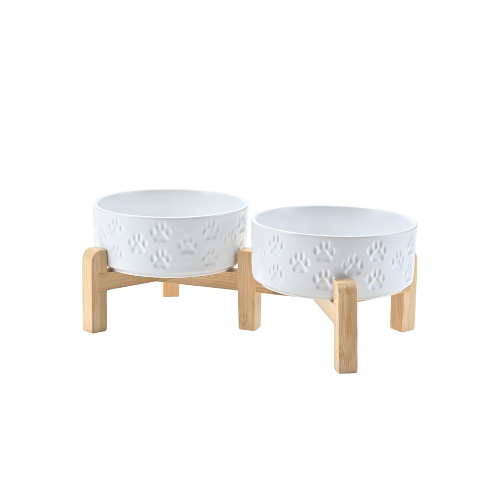 SPUNKYJUNKY elevated ceramic bowls with 5.1-inch capacity for comfortable meals