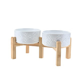 SPUNKYJUNKY elevated ceramic dog bowls 6.1 inch diameter for easier feeding.