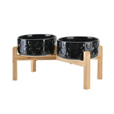 SPUNKYJUNKY elevated ceramic bowl with 42 oz capacity supports large-breed meals.
