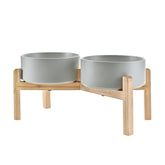 SPUNKYJUNKY elevated ceramic dog bowl with 7.3-inch opening offers easy cleaning and capacity.