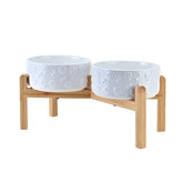 SPUNKYJUNKY elevated dog bowls ceramic 7.3-inch close-up with non-porous glaze for easy cleaning