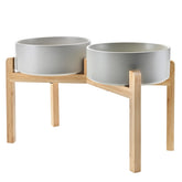 SPUNKYJUNKY elevated ceramic dog bowls in grey, 8.3-inch, easy to clean and durable.