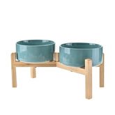 SPUNKYJUNKY ceramic elevated bowl full view shows 7.3 inch size for medium to large dogs