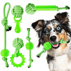 SQBG Puppy Toys 5 Pack teething rubber rope soothes gums during play.