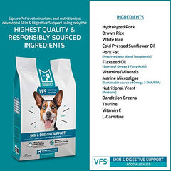 SquarePet VFS pork-flavor dry dog food bowl appealing to picky eaters.