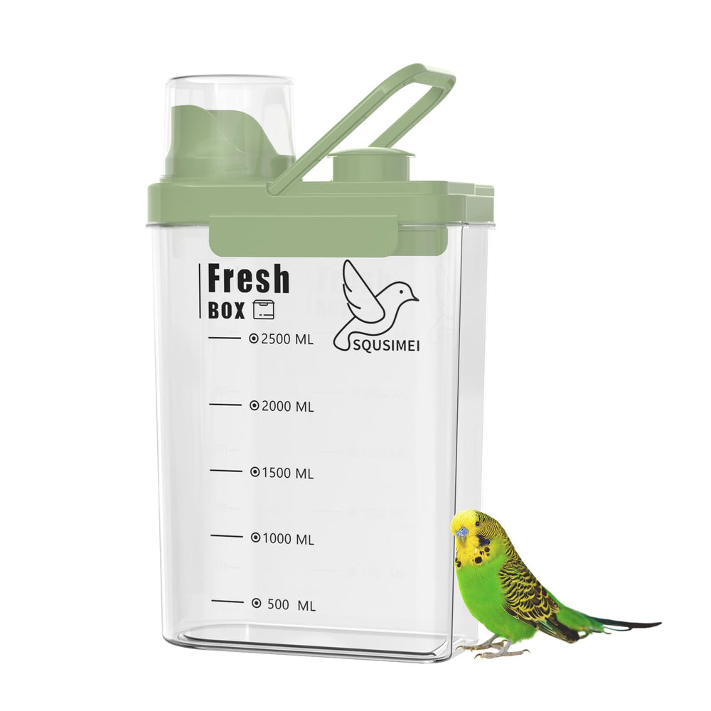 SQUSIMEI 3 Qt bird seed storage front view keeps feed organized and fresh.