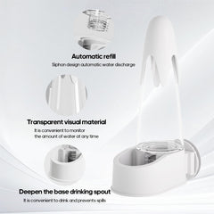 SQUSIMEI No Mess Bird Feeder Water Dispenser Set seed feeder close-up shows 17 oz capacity for days.