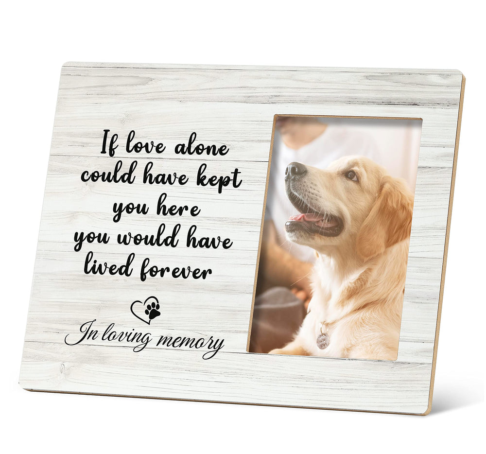 SRADMO memorial frame dog front view highlighting sturdy wood protection for cherished photos.