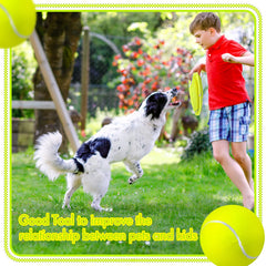 Sratte dog toy giant tennis ball outdoor play, bright yellow attracts dogs quickly