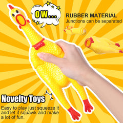 Sratte yellow 12-inch chicken toy, a bold, chew-ready design