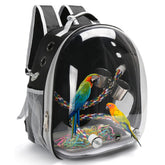 SSAWcasa bird backpack carrier front view showing transparent window for outdoor scenery