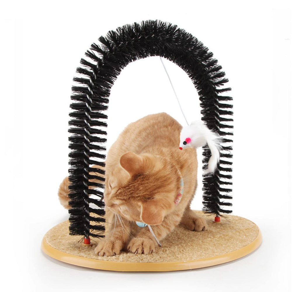 SSAWcasa cat self-groomer arch massager offers gentle brushing for indoor cats.