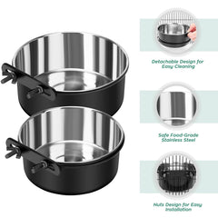 SSAWcasa kennel bowl bracket attachment enables easy installation and adjustable height for cages