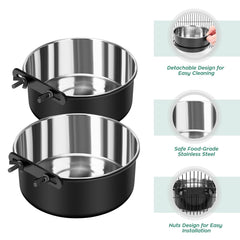 SSAWcasa stainless steel dog crate bowl closeup highlighting rust-free durability.