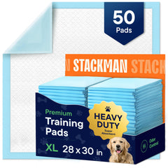 Stack Man dog pads 28x30 flat-pack ready for quick puppy training and mess containment.