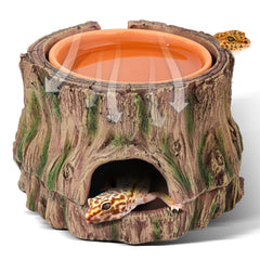 Stackoria 3-in-1 reptile hide cave with detachable base provides safe, cozy retreat in terrarium.