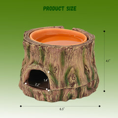Stackoria clay water dish humidification feature adds natural moisture for small reptiles.