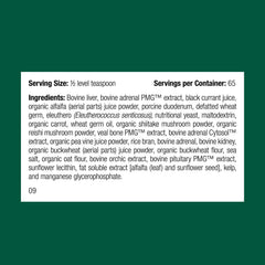 Standard Process Canine Adrenal Support powder dispensing scoop enables accurate dosing for pets.