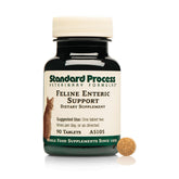 Standard Process Feline Enteric Support bottle front demonstrates convenient digestive health support.