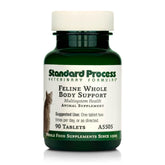 Standard Process Feline Whole Body Support bottle demonstrates a daily multisystem wellness option for cats.