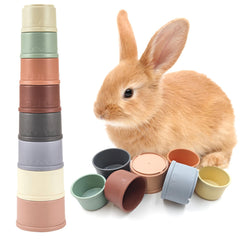 Starfa Lab 8-pcs stacking cups assembled, vibrant nesting for rabbit play and foraging