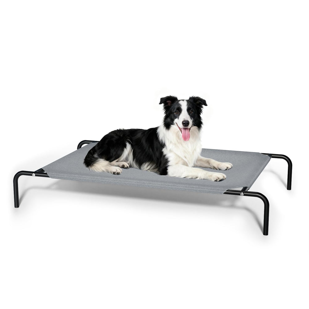 STARLATTA elevated cooling dog bed side view with stable frame for large dogs