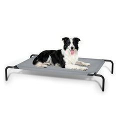 STARLATTA elevated cooling dog bed side view with stable frame for large dogs