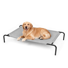 STARLATTA elevated dog bed side view shows spacious sleeping area for large dogs
