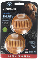 Starmark Everlasting Dental Chew packaging eight pack for under 40 lb dogs with bacon flavor