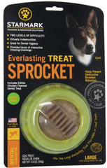 Starmark Everlasting Sprocket Large inside view shows treat-stuffing for hours of engaging play