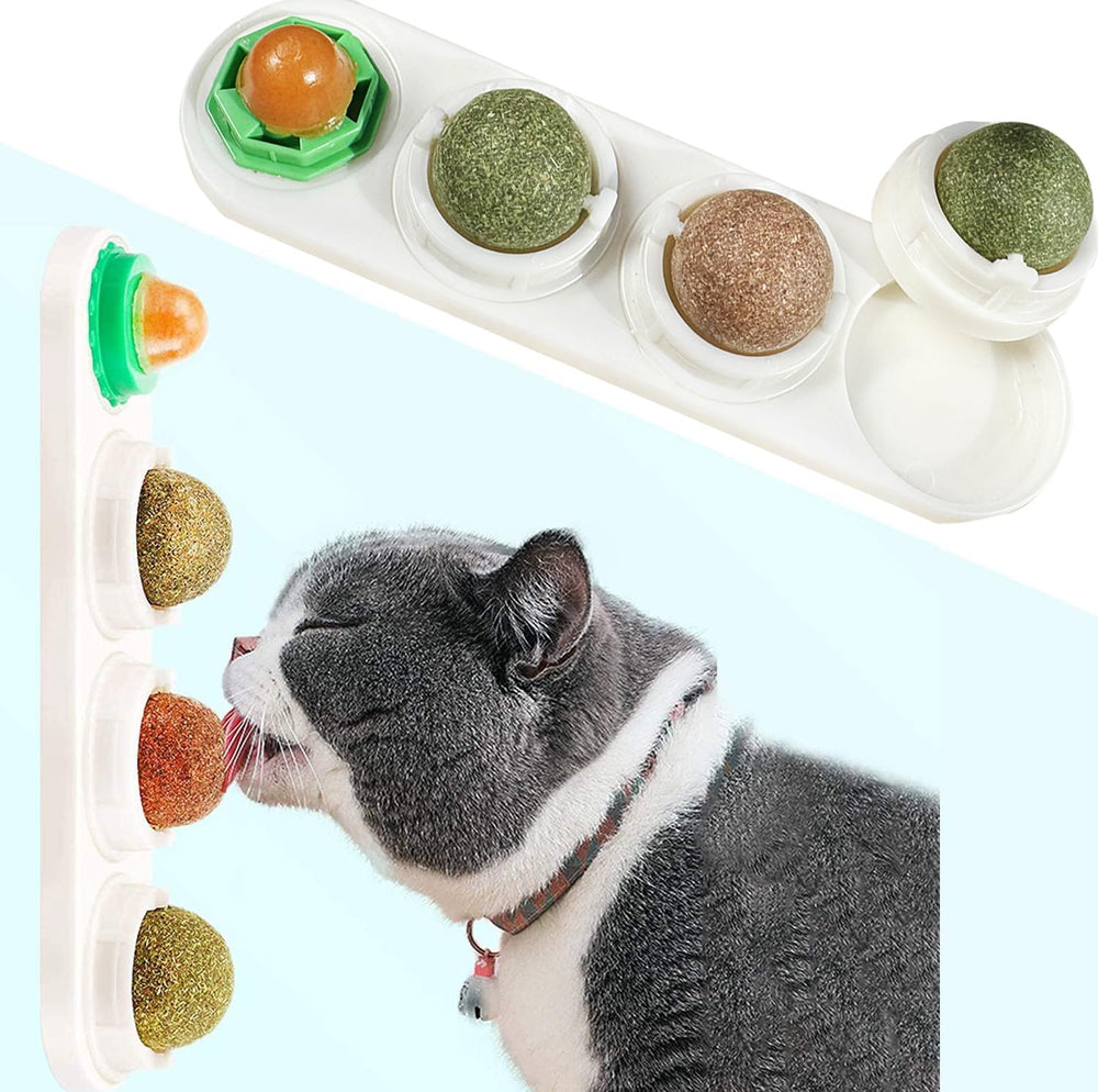 STARROAD-TIM Catnip Balls product shot, white rotatable enrichment for cats.