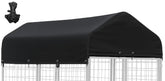 STAYDEN Outdoor Dog Kennel Cover top strip demonstrates waterproof protection for rain.