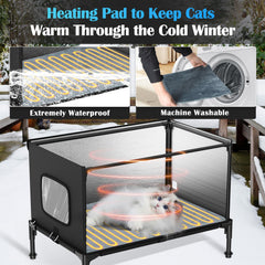 Stdily heated cat house weatherproof frame—sturdy protection against snow, wind, and rain.