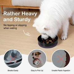 Sted ceramic slow feeder bowl maze black close-up shows ridge design for slower meals