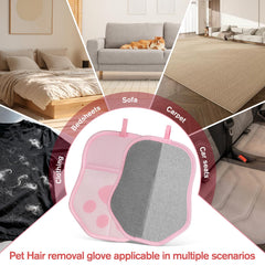 Steinfinit gloves pink in use on clothing for quick hair pickup