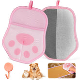 Steinfinit pet hair removal gloves pink on hand removes hair from clothing