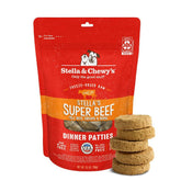 Stella & Chewy's freeze-dried beef patty close-up, protein-rich meal option for dogs.