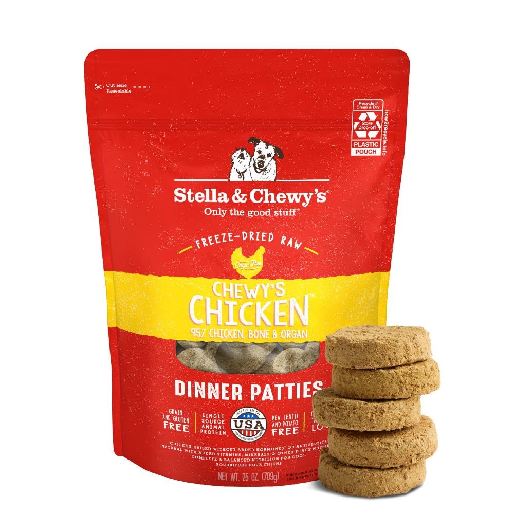 Stella & Chewy's packaging highlights premium USA-made, small-batch nutrition.
