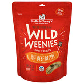 Stella & Chewy's Wild Weenies bag closeup shows grain-free, protein-packed training rewards.