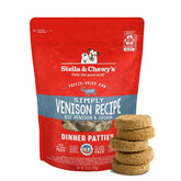 Stella & Chewy's Simply Venison Patties packaging — premium freeze-dried dinner for picky eaters.